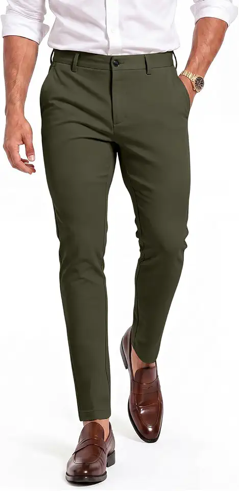 GINGTTO Mens Skinny Pants Tapered Leg Stretch Slim Fit Dress Pants for Men