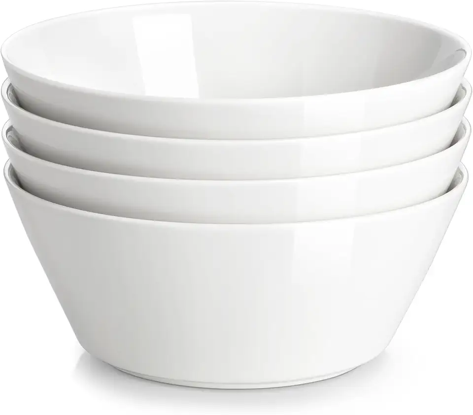 Global Recycled Standard MALACASA 35 OZ Soup Bowls Set of 4, White Bowls Deep Cereal Ramen Bowl