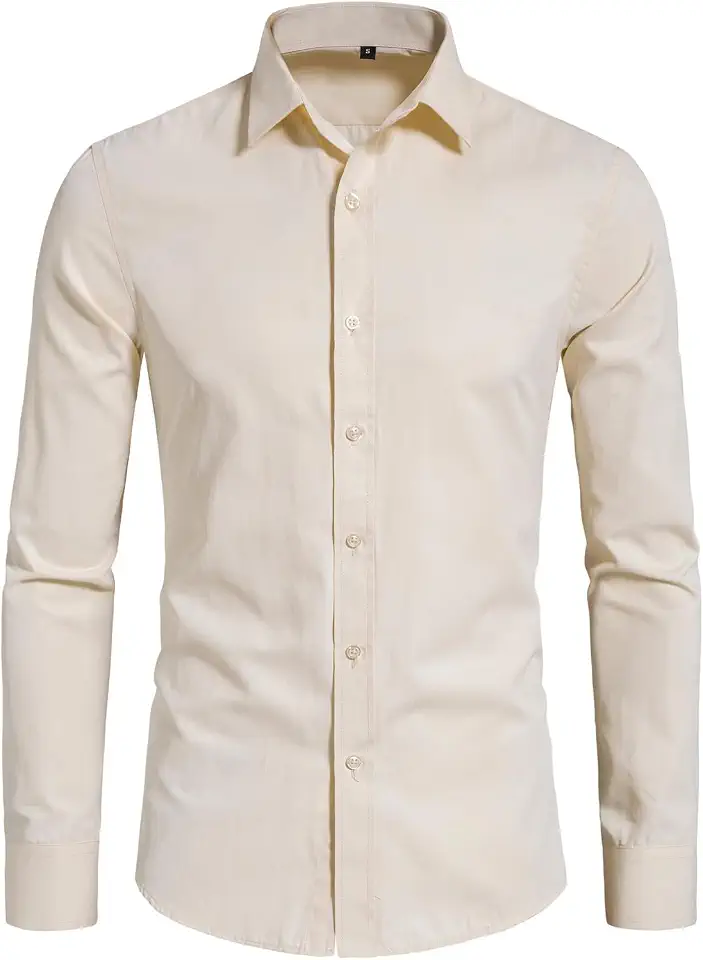 Men's Cream White Button Down Dress Shirt