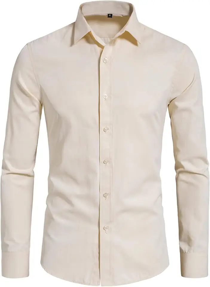 BEILU Stretch Mens Slim Fit Dress Shirts Formal Long Sleeve Button Down Shirts