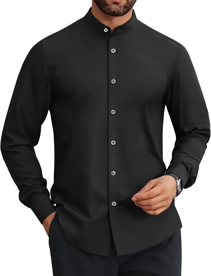 Global Recycled Standard Lion Nardo Mens Dress Shirts Wrinkle Free Dress Shirts for Men Long Sleeve Button Down Shirts Banded Collar Shirts