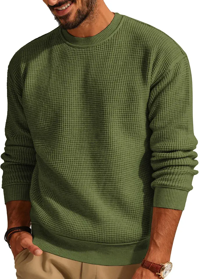 PJ PAUL JONES Mens Waffle Knit Sweater Crewneck Pullover Sweaters