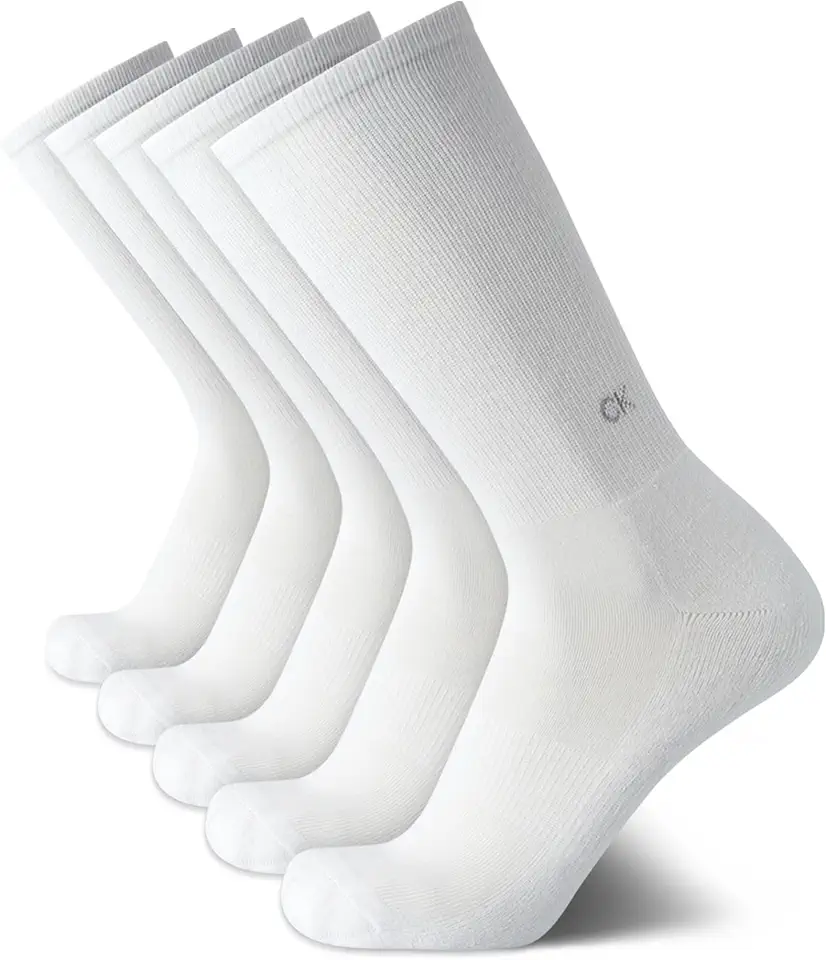 Calvin Klein Mens Crew Socks - 5 Pack Moisture-Wicking Cushioned Athletic Crew Socks for Men for Running & Workout
