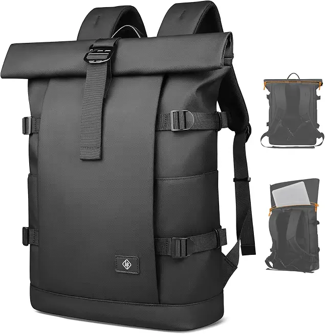 Rolltop Laptop Backpack, Expandable Business Travel Backpack for Men Women