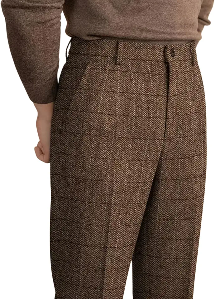 Men's Tweed Plaid Dress Pants