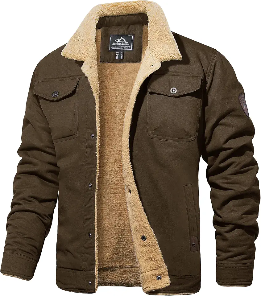 MAGCOMSEN Mens Winter Jacket Fleece Lined Sherpa Jacket Warm Thicken Coat