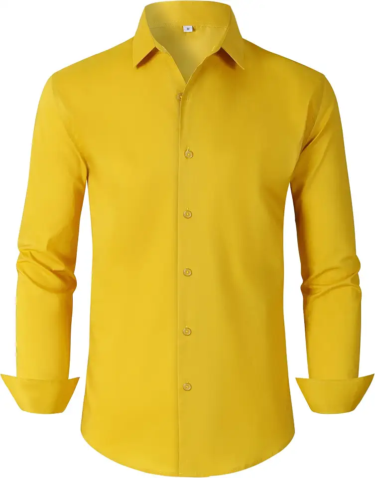 BBIBBI Mens Dress Shirts for Men Long Sleeve Wrinkle Free Button Down Shirt Formal Business Casual Shirts