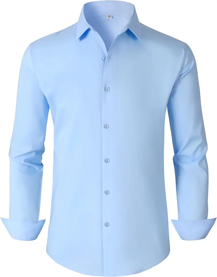 BBIBBI Mens Dress Shirts for Men Long Sleeve Wrinkle Free Button Down Shirt Formal Business Casual Shirts