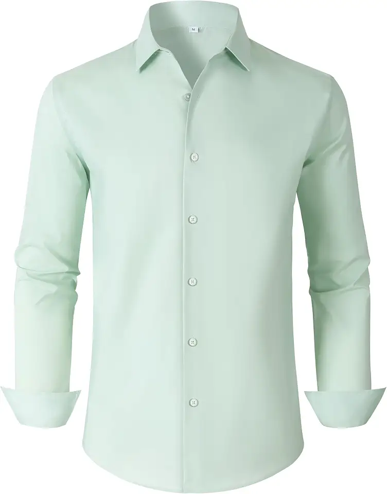 BBIBBI Mens Dress Shirts for Men Long Sleeve Wrinkle Free Button Down Shirt Formal Business Casual Shirts
