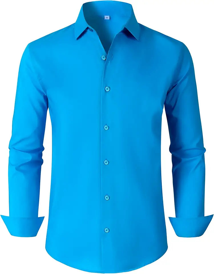BBIBBI Mens Dress Shirts for Men Long Sleeve Wrinkle Free Button Down Shirt Formal Business Casual Shirts