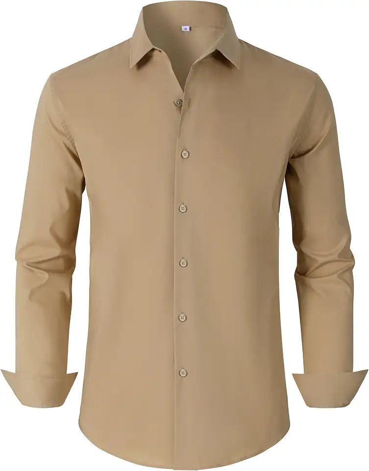 BBIBBI Mens Dress Shirts for Men Long Sleeve Wrinkle Free Button Down Shirt Formal Business Casual Shirts