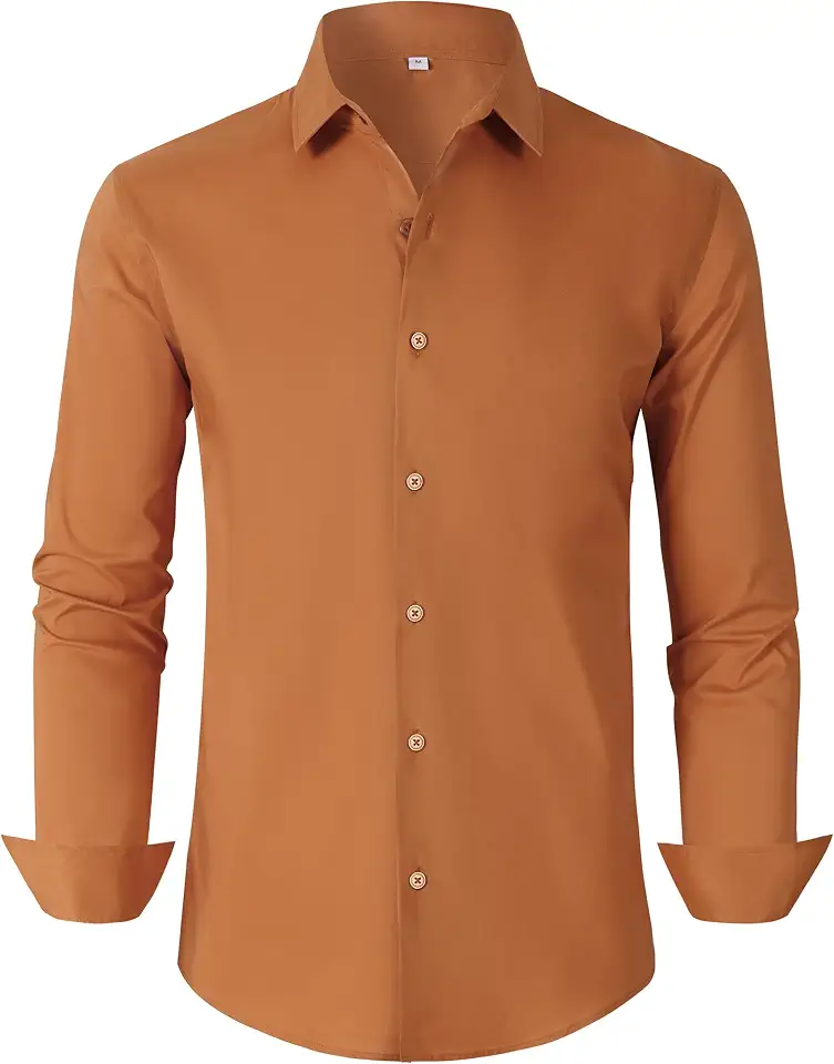 BBIBBI Mens Dress Shirts for Men Long Sleeve Wrinkle Free Button Down Shirt Formal Business Casual Shirts