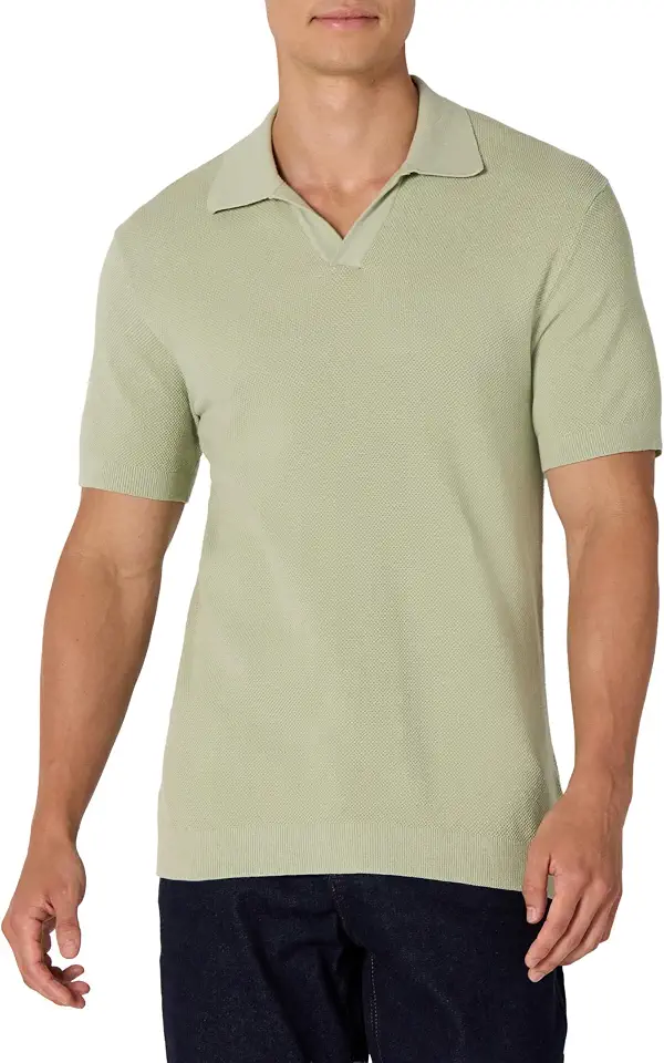 Amazon Essentials Men's Regular-Fit Short-Sleeve Knit Polo Sweater, Breathable Cotton Nylon