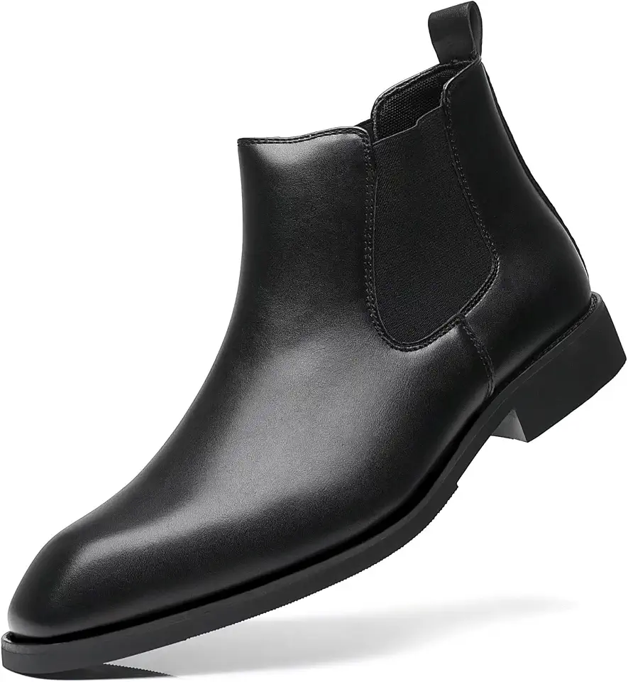 SANNAX Men's Chelsea Boots Classic Business Leather Shoes Casual Dress Ankle Boot