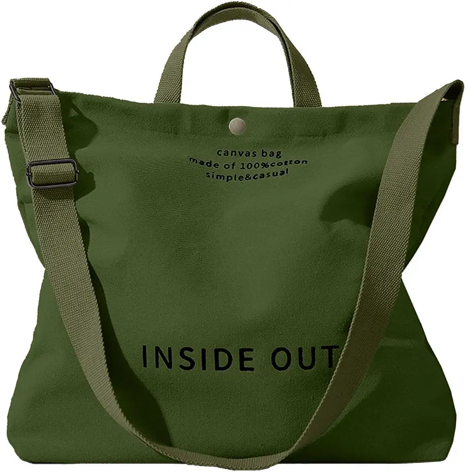 Canvas Tote Bag For Women inside out bag Crossbody Handbag with Adjustable Strap and Coin Purse for Work,Travel,Grocery