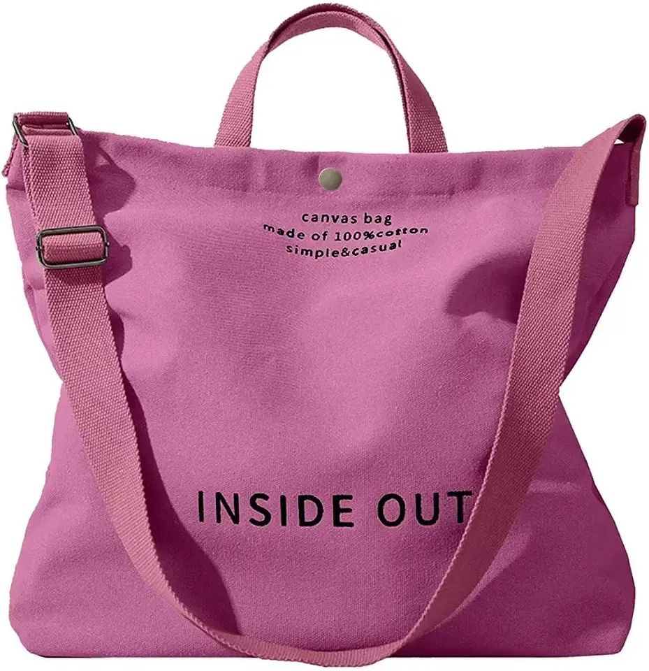 Canvas Tote Bag For Women inside out bag Crossbody Handbag with Adjustable Strap and Coin Purse for Work,Travel,Grocery