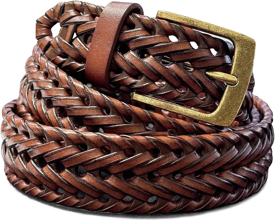 Belts.com Braided Belt Genuine Leather Woven Casual Dress Belt 1-3/8"(35mm) Wide