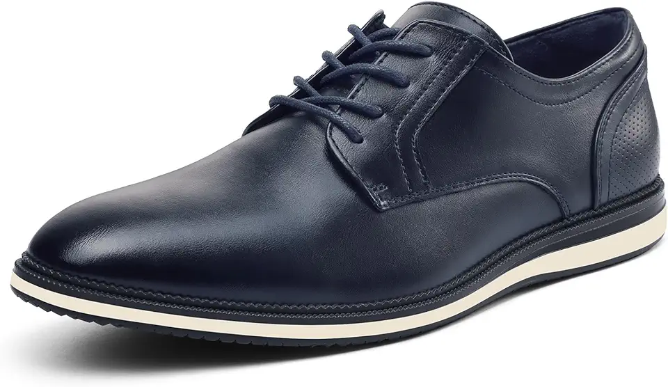 Men's Navy Blue Leather Low Top Sneakers