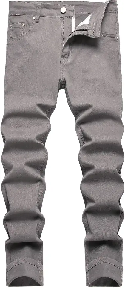 LZLER Mens Jeans Slim Fit Stretch Jeans Comfort Casual Classic Solid Denim Pants for Men(A204Red,40)