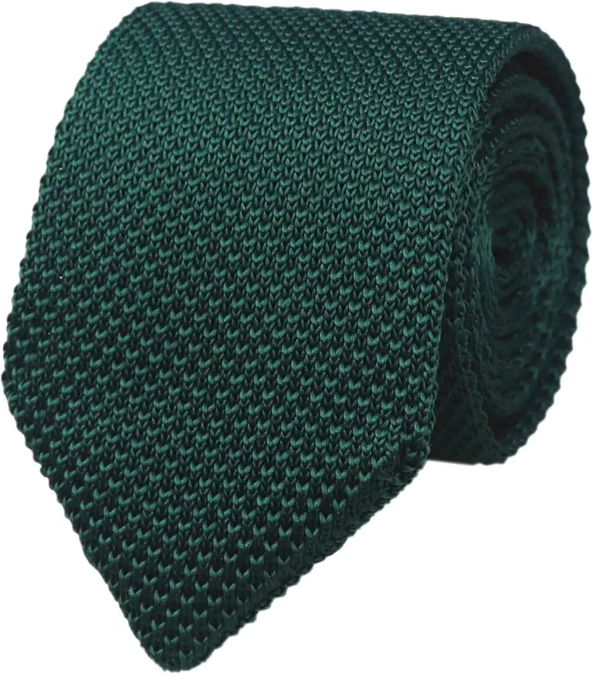 Elfeves Pointed Knit Ties for Men Pure Color 2.76" Skinny Neck Tie Business Knitted Tie