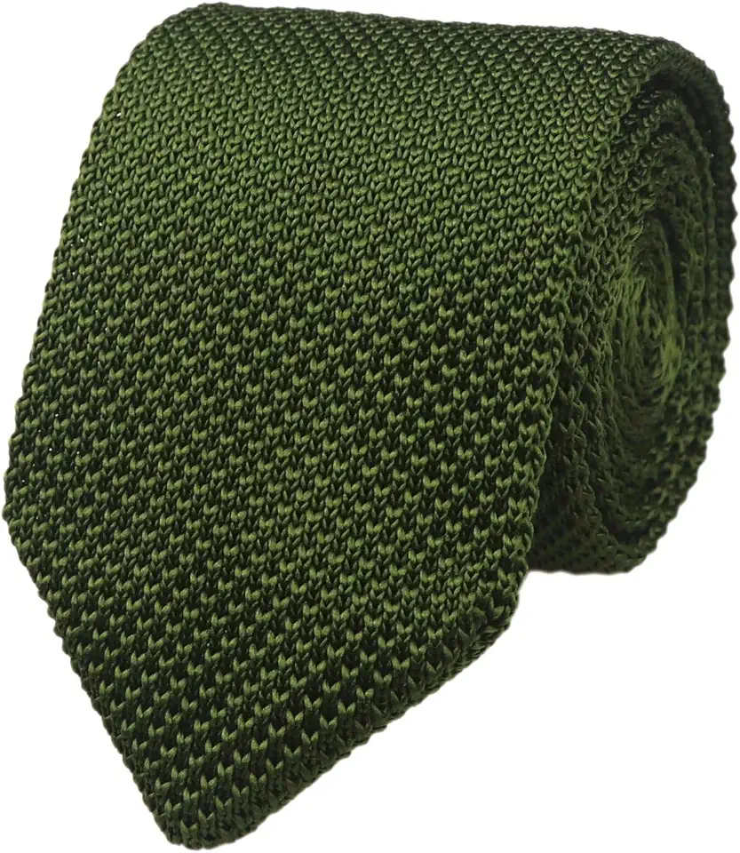 Elfeves Pointed Knit Ties for Men Pure Color 2.76" Skinny Neck Tie Business Knitted Tie
