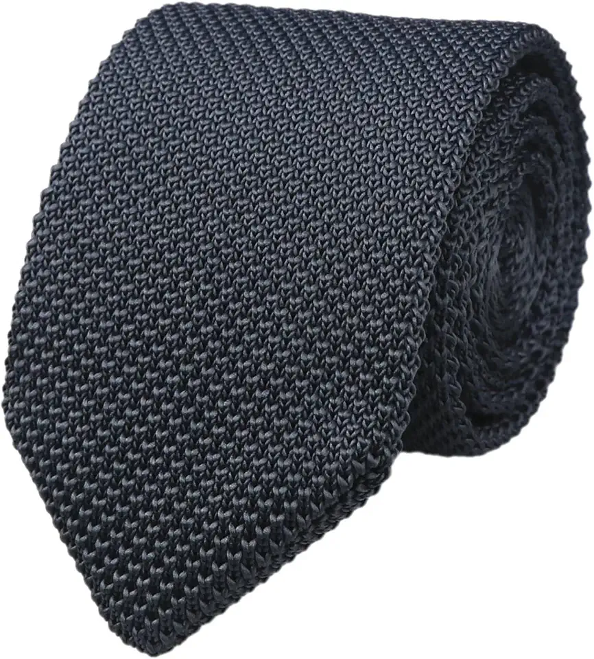 Elfeves Pointed Knit Ties for Men Pure Color 2.76" Skinny Neck Tie Business Knitted Tie