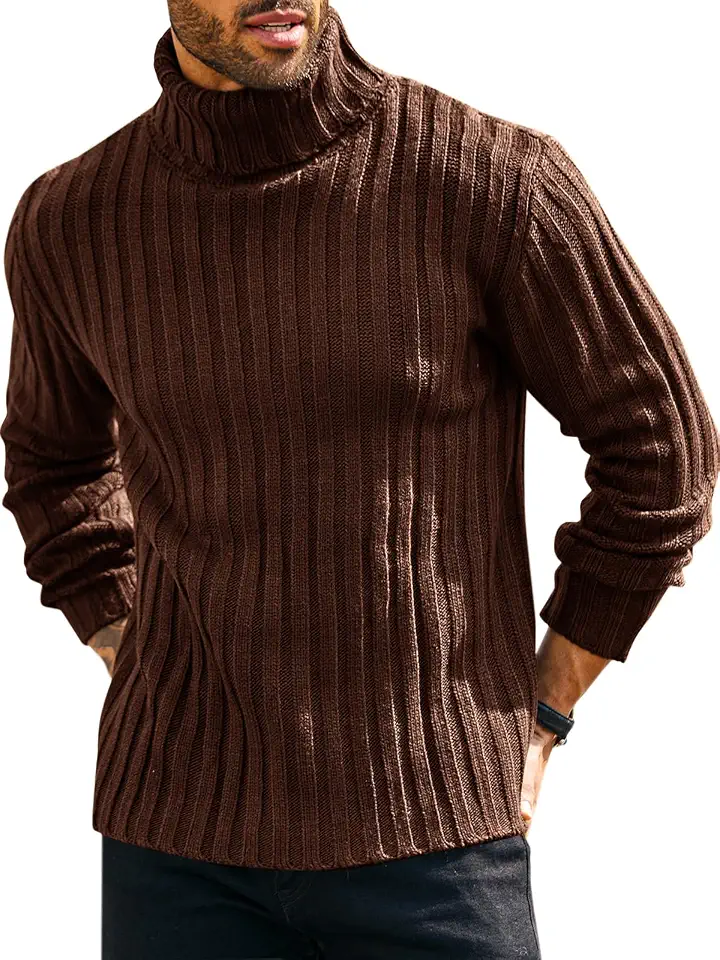 Runcati Mens Chunky Turtleneck Sweaters Cable Knitted Casual Slim Fit Fall Winter Warm Pullover Sweater