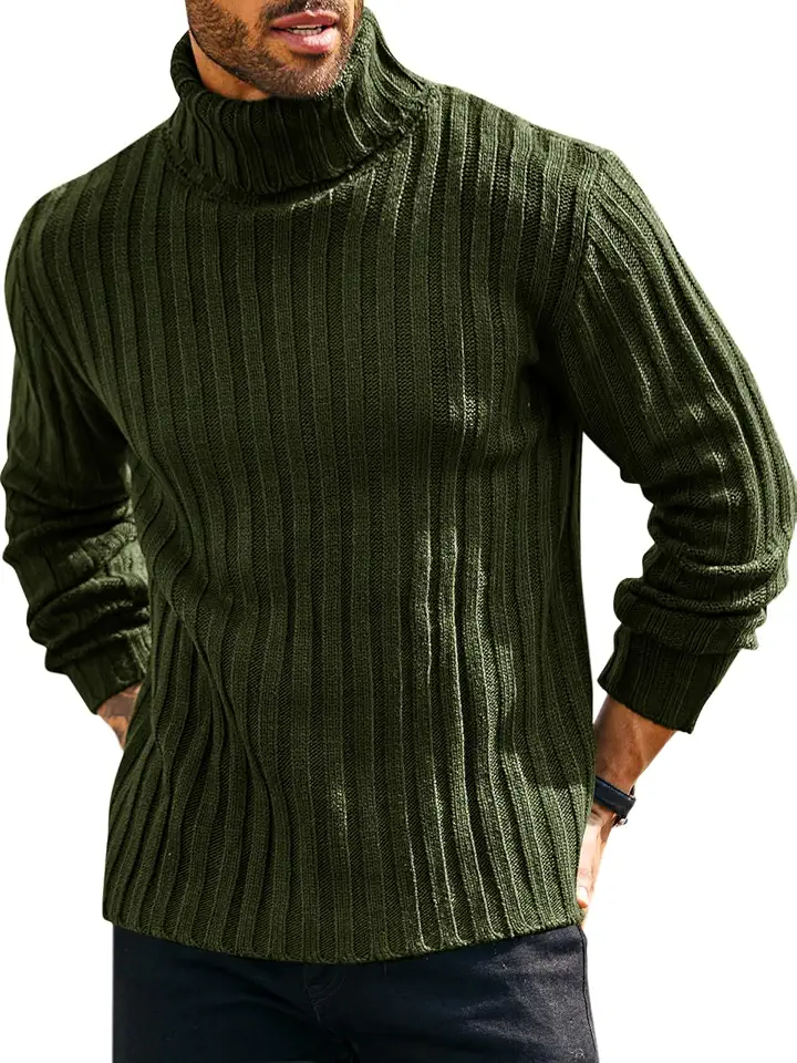 Men's Olive Green Turtleneck Sweater