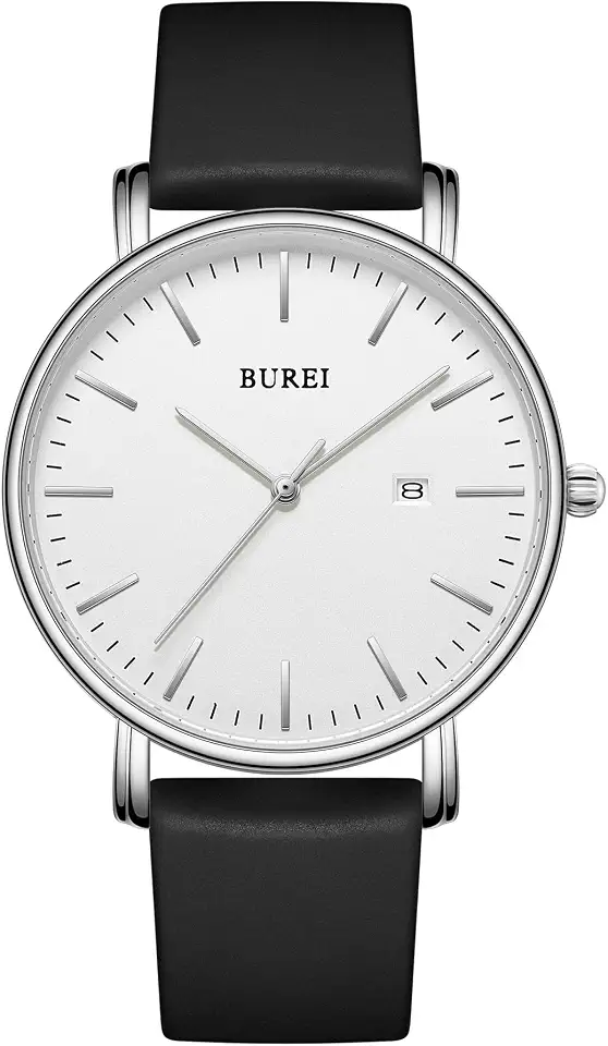BUREI Men Watches Fashion Minimalist Analog Calendar Quartz Waterproof Watches for Men Women Student.