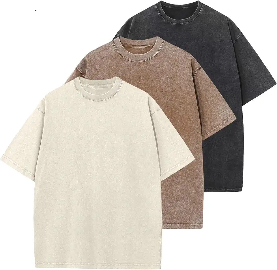 ClimatePartner Verified Men's Cotton T-Shirts Oversized Unisex Short Sleeves Casual Loose Wash Solid Basic Tee Tops