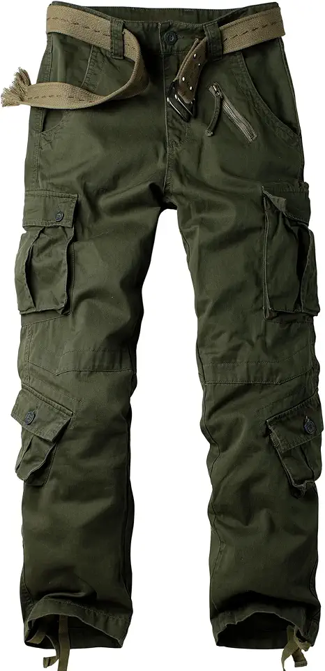 Men's Camo Cargo Work Pants Cotton Tactical Ripstop Casual Combat Pants with 8 Pockets