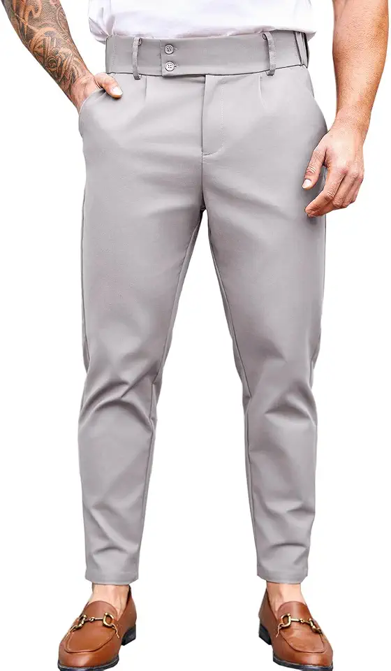 Mens Chino Pants Slim Fit Stretch Skinny Tapered Dress Pant Casual Trousers