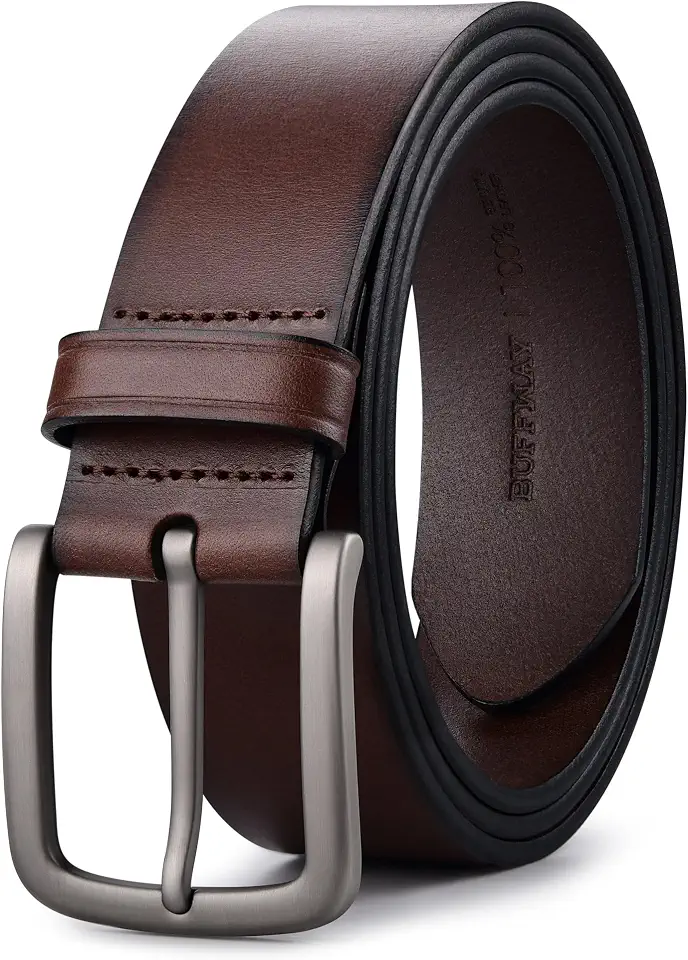 Buffway Men's Leather Belt,1.5" Handmade Top-Grain Leather–Durable,Comfortable,Suitable for Everyday Formal & Casual Wear