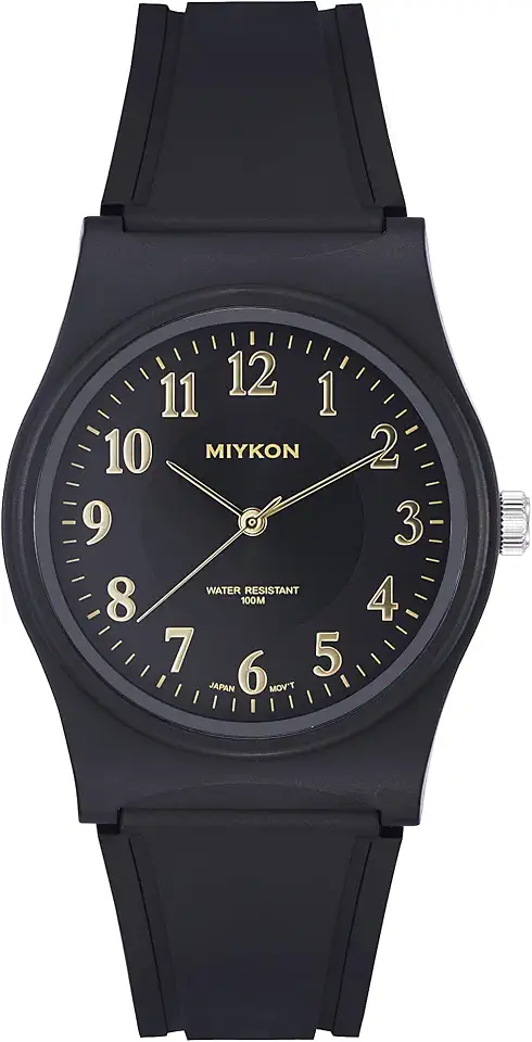 Miykon Men's Black Sports Analog Watch, 100M Waterproof, Shockproof Resin