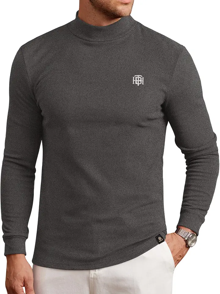 Herberton Mens Mock Turtleneck Shirts Thermal Fleece Casual Undershirt