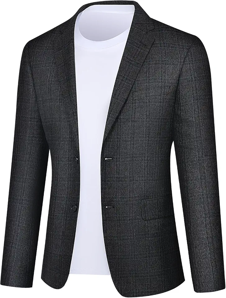 Men's Classic Fit Houndstooth Sport Coat Casual Lightweight Stretch Plaid 2-Button Blazer Business Travel