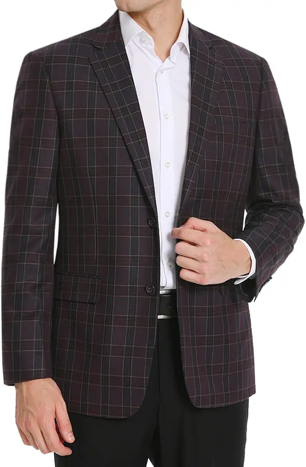 Men's Plaid Sport Coat Classic Fit Blazer Jacket