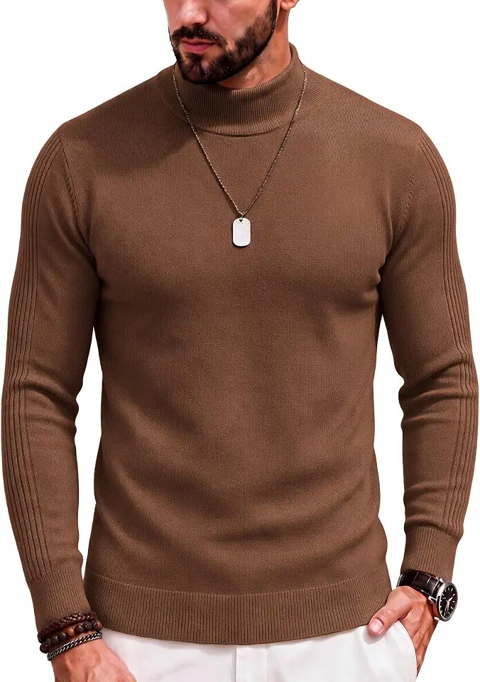 COOFANDY Mens Mock Turtleneck Slim Fit Pullover Sweater Casual Basic Knitted Thermal Sweaters
