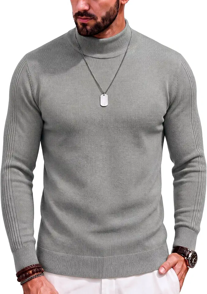 Men's Grey Cashmere Turtleneck Sweater