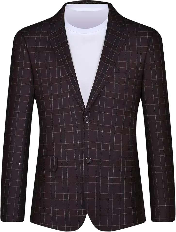 Men's Plaid Sport Coat Classic Fit Blazer Suit Jacket Business