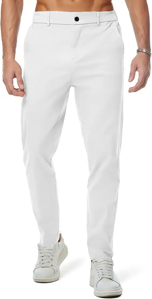 Global Recycled Standard JMIERR Men's Chino Pants Casual Elastic Waist Tapered Golf Trousers
