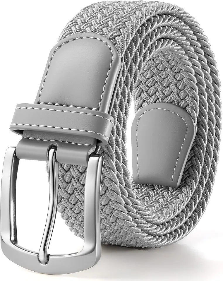 SUOSDEY Men Stretch Braided Belt, Elastic Belt for Jeans Pants Casual Golf Belt 1 3/8"