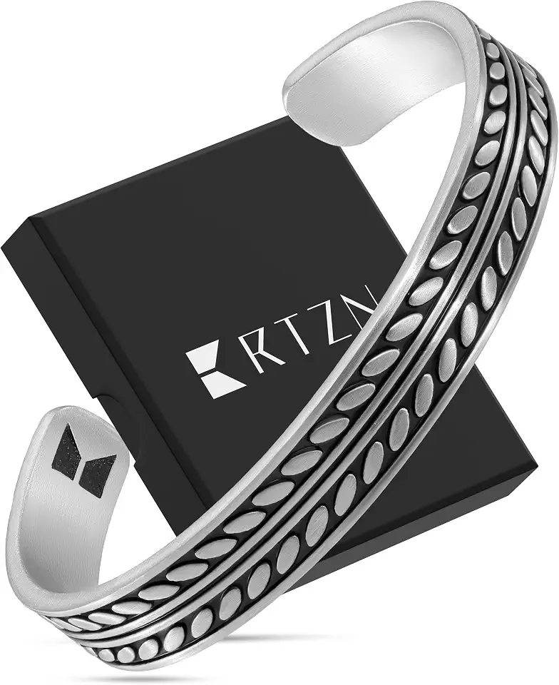 Cuff Bracelet for Men Premium Stainless Steel Mens Bangle Bracelets Silver Cuff Bracelet Waterproof & Non-Tarnish Minimal Western Bracelet