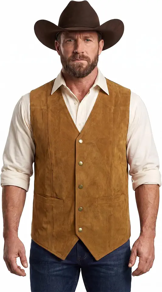 Men's Brown Suede Vest