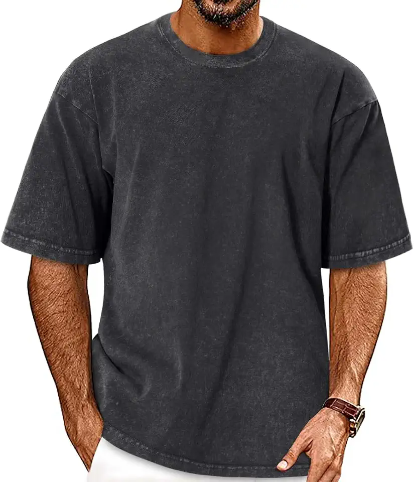 Global Recycled Standard Oversized Tshirts for Men Short Sleeve Vintage Washed Basic Loose Tees