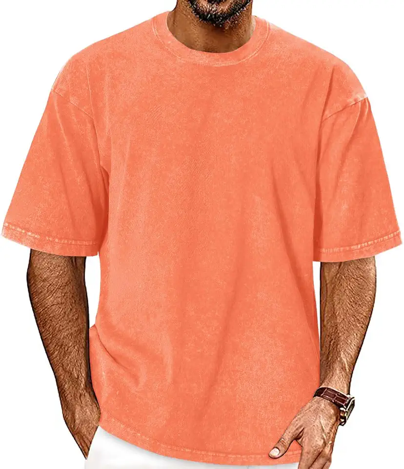 ADOREJOY Oversized Tshirts for Men Short Sleeve Vintage Washed Basic Loose Tees