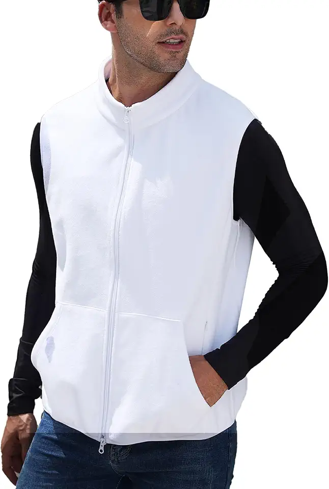 Polar Fleece Vest Men, Warm & Lightweight Casual Outdoor Full-Zip Vest with Pockets (S-2XL)