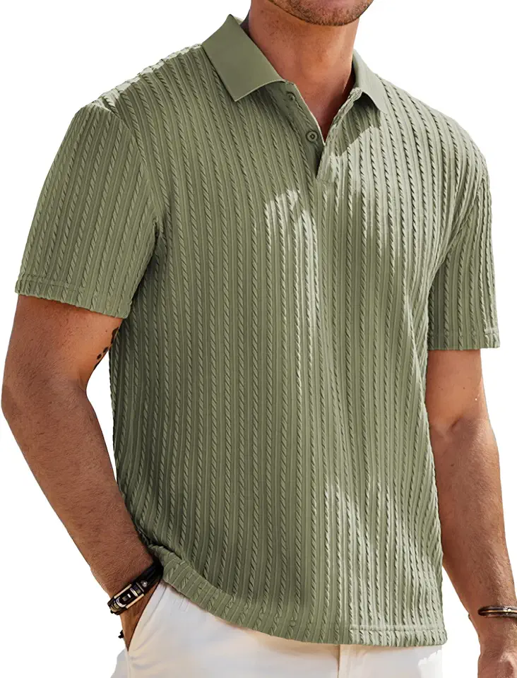 Global Recycled Standard JMIERR Men's Textured Polo Shirt Short Sleeve