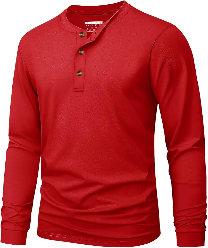 MAGNIVIT Men's Cotton Henley Shirt Long Sleeve Solid Color Casual Tee | Pure combed cotton, soft and comfortable, 3 button henley collar, tag-free, ribbed cuffs, great for casual everyday wear