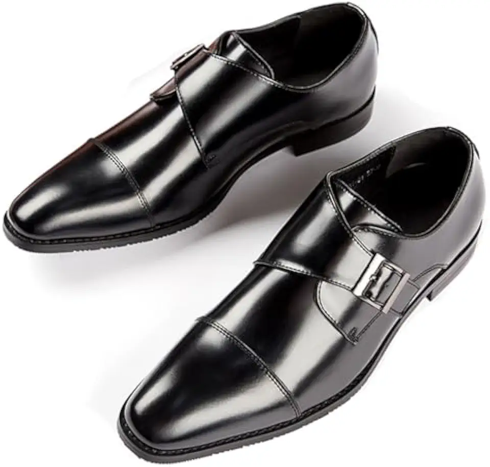 Men's Genuine Leather Monk Strap Loafers Fashion Classic Cap Toe Low Top Slip On Dress Oxford Shoes Business Casual Office Wedding Formal Shoes